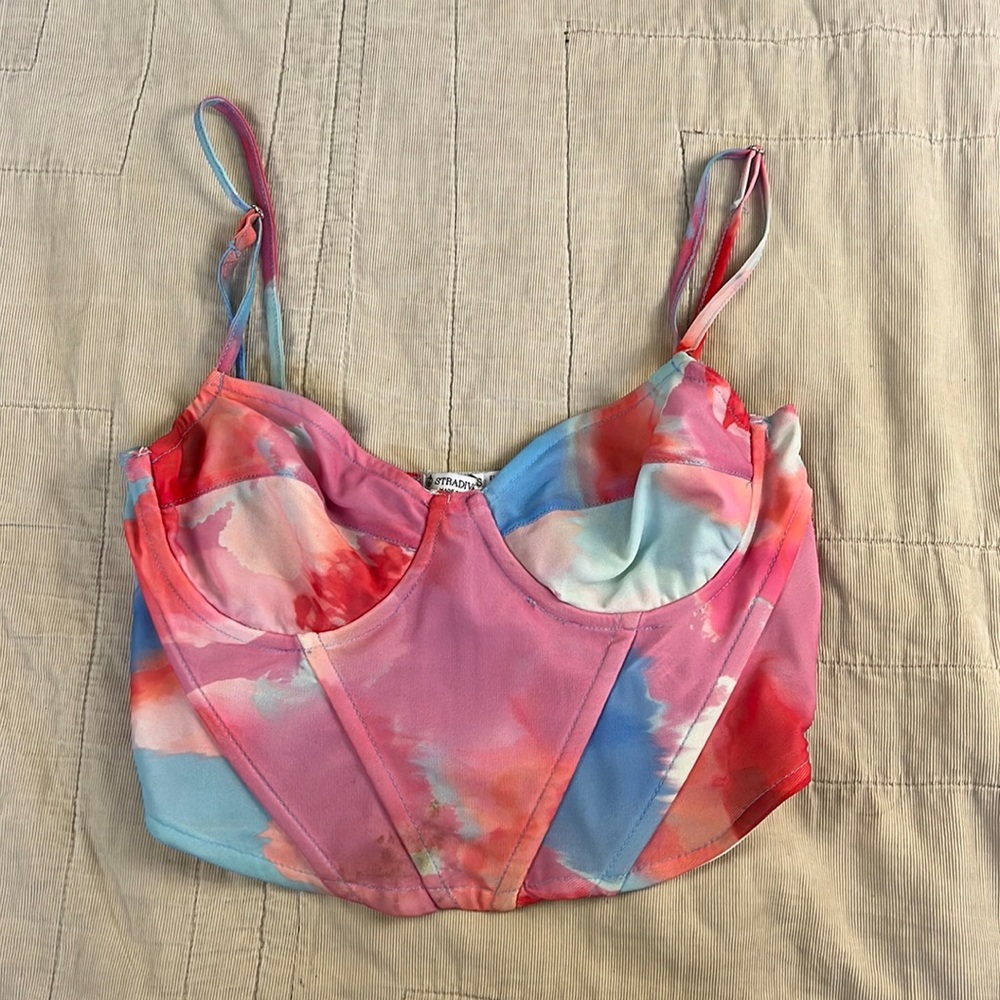 Watercolor corset crop top